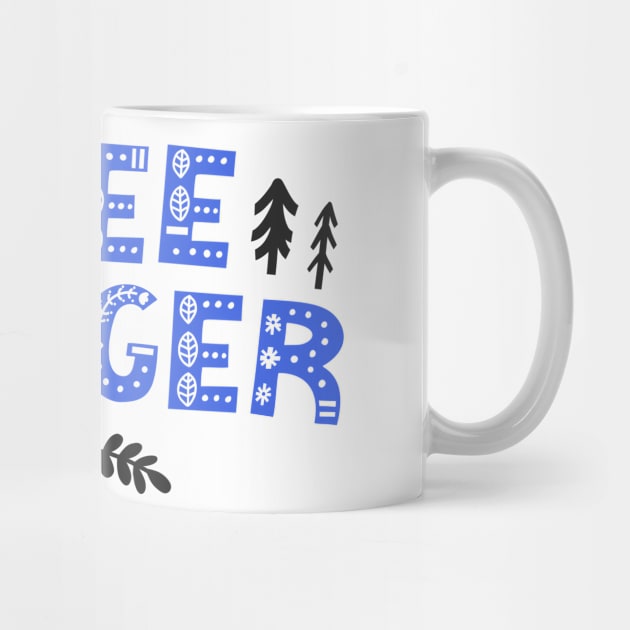 "Tree Hugger" in blue folk art letters with cutouts by AtlasMirabilis